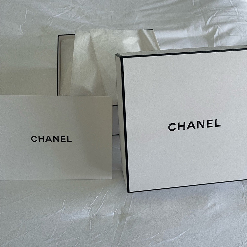 Authentic Chanel gift box with card, tissue and sticker